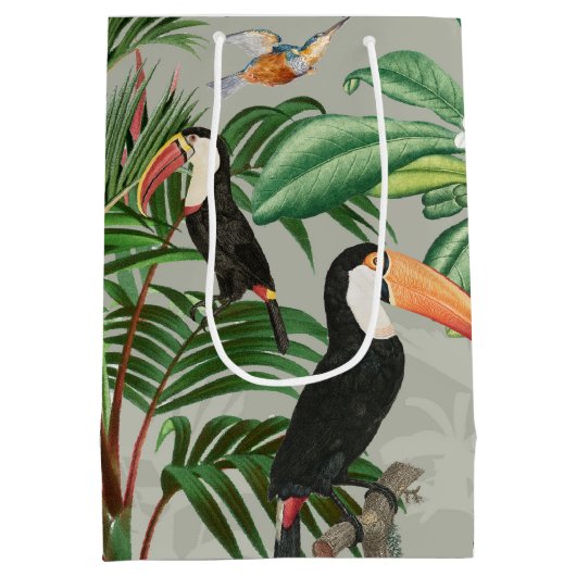 Tropischer Wald & Toucan Birds Mittlere Geschenktüte (Rückseite)