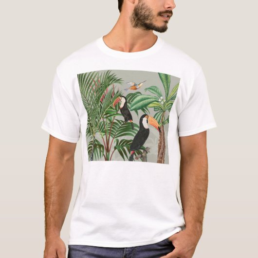 Tropischer Wald & Toucan Birds T-Shirt (Vorderseite)
