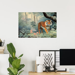 Tropischer Wald-Wildlife-Tiger Vintage Poster