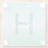 Tropischer Wasser Gradient Monogramm Name Glasuntersetzer (Rückseite)
