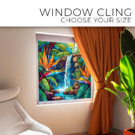 Tropischer Wasserfall und BOP Gestaltetes Glas Fensteraufkleber