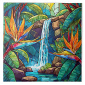 Tropischer Wasserfall und BOP Gestaltetes Glas Fliese (Vorderseite)