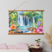 Tropischer Wasserfall Wandteppich Mit Holzrahmen (Schlafzimmer)