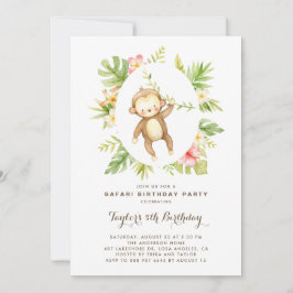 Tropischer Wasserfarben-Affen-Safari-Kindergeburts Einladung