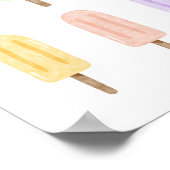 Tropischer Wasserfarben-Eis-am-Stiel-Collage-Kunst Poster (Ecke)
