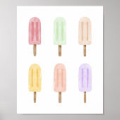 Tropischer Wasserfarben-Eis-am-Stiel-Collage-Kunst Poster (Vorne)