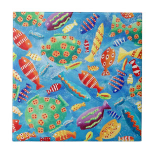 Tropischer Wasserfarben-Korallenriff-Fisch Fliese