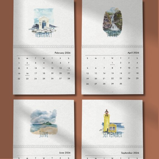 Tropischer Wasserfarbenkalender 2026 Kalender