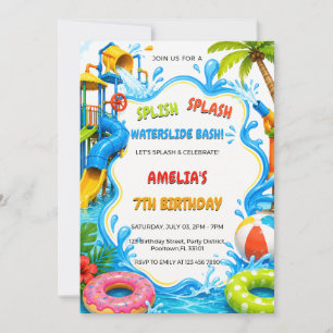 Tropischer Wasserpark Poolparty Geburtstag Einladung