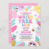 Tropischer Wasserpark Sommer Geburtstagsparty Einladung (Vorne/Hinten)