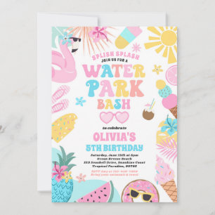 Tropischer Wasserpark Sommer Geburtstagsparty Einladung