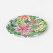 Tropischer Watercolor-Blumen Luau Sommer-Strand Pappteller (Schrägansicht)
