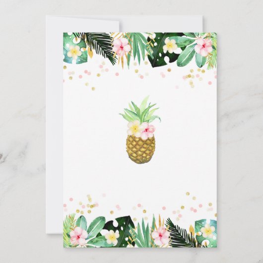 Tropischer Watercolor-BlumenBrautparty-Karte Einladung (Rückseite)