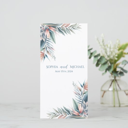 Tropischer Watercolor-Traum - Hochzeitsprogramm - (Stehend Vorderseite)