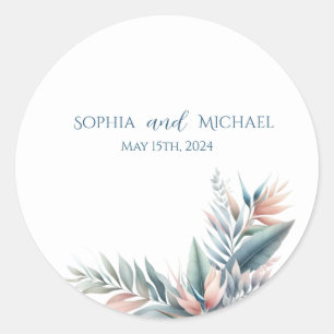 Tropischer Watercolor-Traum - Hochzeitsticker Runder Aufkleber
