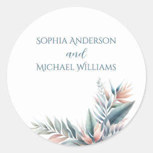 Tropischer Watercolor-Traum - Hochzeitsticker Runder Aufkleber
