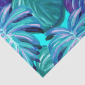 Tropischer Watercolor verlässt blaues Grün lila Seidenpapier (Ausschnitt)