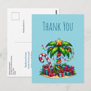 Tropischer Weihnachts-Palmenbaum Danke            Postkarte