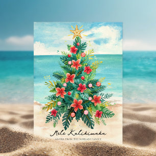 Tropischer Weihnachtsbaum am Meer Feiertagskarte
