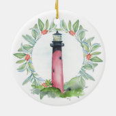 Tropischer Weihnachtsbaum - Leuchtturm Keramik Ornament (Hinten)