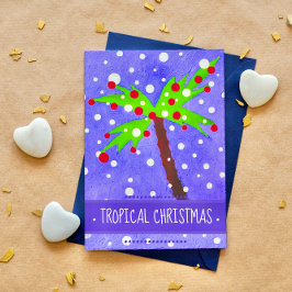 Tropischer Weihnachtsbaumschnee schneidet Frohe We Feiertagspostkarte