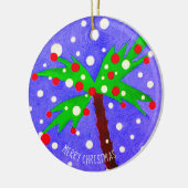 Tropischer Weihnachtsbaumschnee schneidet Frohe We Keramik Ornament (Links)