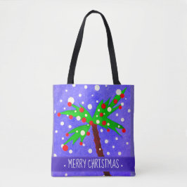 Tropischer Weihnachtsbaumschnee schneidet Frohe We Tasche