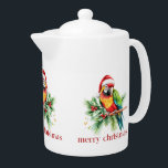 Tropischer Weihnachtsbird Retro Frohe Weihnachten<br><div class="desc">Dieses tropische Thema Weihnachts-Papier Tasse Design zeigt einen tropischen Vogel mit einer Weihnachtsmannmütze Urlaub Grün und rot Retro Frohe Weihnachtstypografie. Lassen Sie sich in dieser Urlaubssaison mit dieser Tasse voll von Ihrem Lieblingsgetränk verwöhnen.</div>