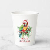 Tropischer Weihnachtsbird Retro Frohe Weihnachten Pappbecher (Vorderseite)