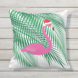 Tropischer Weihnachtsflamingo auf dem Weiß - im Kissen Für Draußen