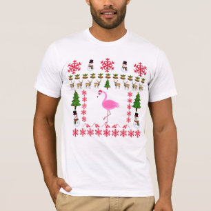 Tropischer Weihnachtsflamingo-Weihnachtsmann-T - T-Shirt