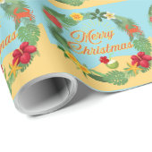 Tropischer Weihnachtskranz Geschenkpapier (Rolleneckpunkt)