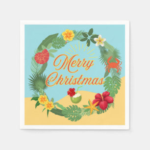 Tropischer Weihnachtskranz Serviette
