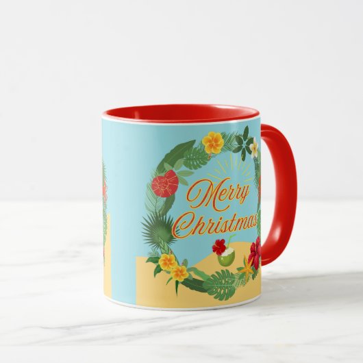 Tropischer Weihnachtskranz Tasse (VorderseiteRechts)