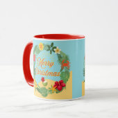 Tropischer Weihnachtskranz Tasse (Vorderseite Links)