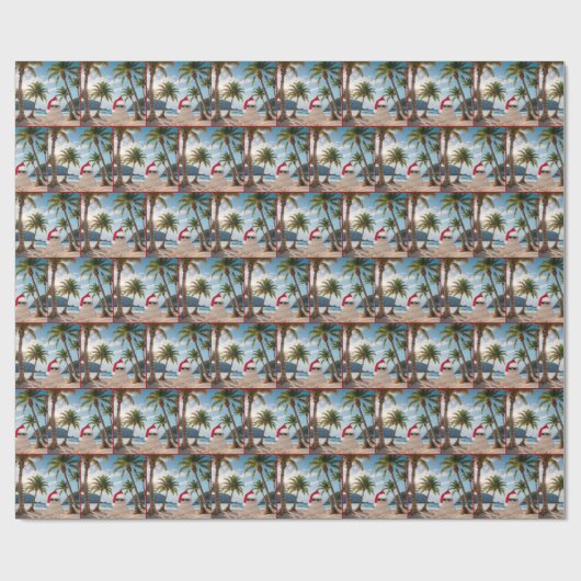 Tropischer Weihnachtsmann Geschenkpapier (Flach)