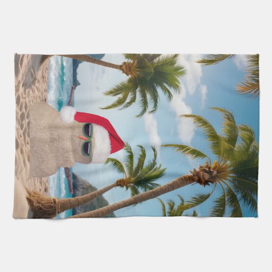 Tropischer Weihnachtsmann Geschirrtuch (Horizontal)