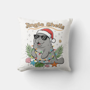 Tropischer Weihnachtsmann Manatee Jingle Shells We Kissen