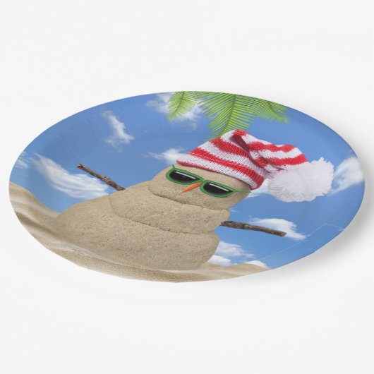 Tropischer Weihnachtsmann Pappteller (Schrägansicht)