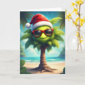 Tropischer Weihnachtsmann - Santa Palm Tree Card Karte (Gelbe Blume)