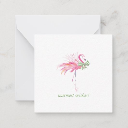 Tropischer Weihnachtsnotecard Wasserfarbe Flamingo Mitteilungskarte (Vorderseite)