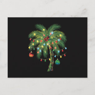 Tropischer Weihnachtspalmbaum mit Lichtern und Ver Feiertagspostkarte