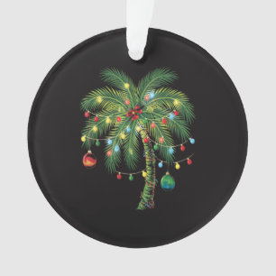Tropischer Weihnachtspalmbaum mit Lichtern und Ver Ornament