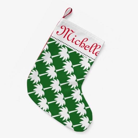 Tropischer Weihnachtspalme-Strumpf mit Namen Kleiner Weihnachtsstrumpf (Vorderansicht (hängend))