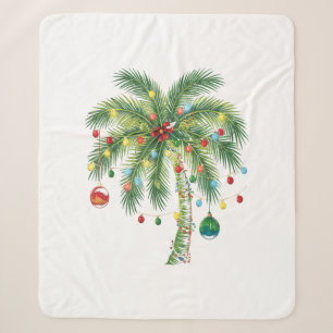 Tropischer Weihnachtspalmenbaum mit Lichtern und V Sherpadecke
