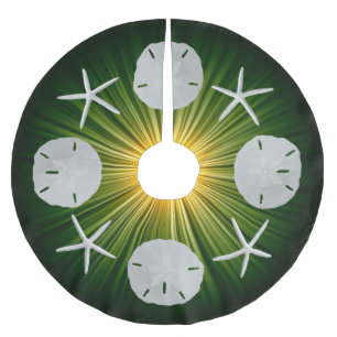 Tropischer Weihnachtssand Dollar Starfish Grün Polyester Weihnachtsbaumdecke