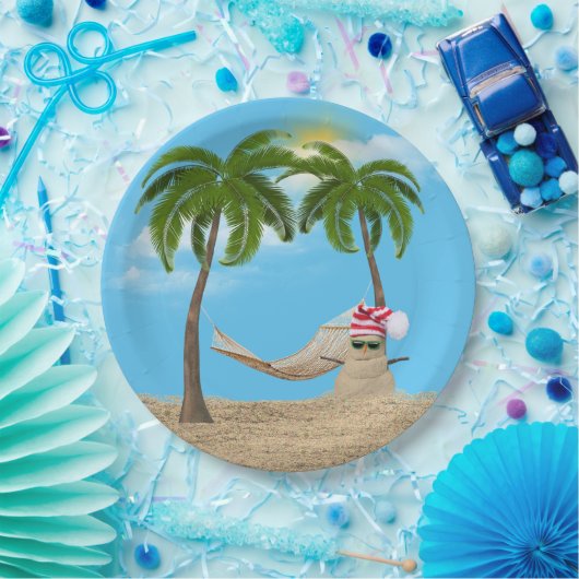 Tropischer Weihnachtssandman mit Hammock Paper Pla Pappteller (Party)