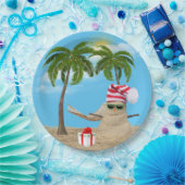 Tropischer Weihnachtssandman mit Hängematte Pappteller (Party)