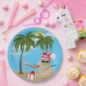 Tropischer Weihnachtssandman mit Hängematte Pappteller (Party)