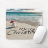 Tropischer Weihnachtsschneemann am Strand Mousepad (Mit Mouse)